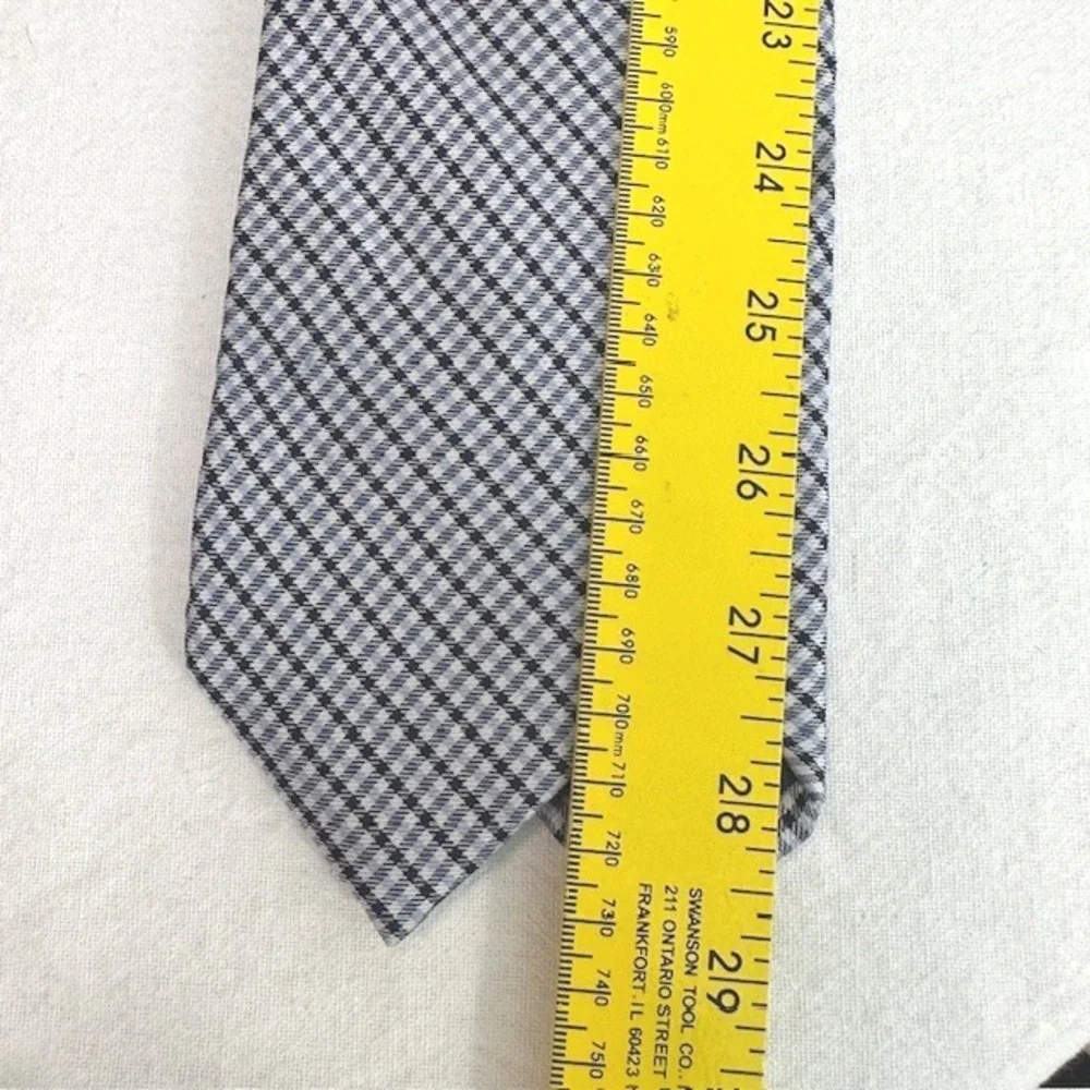 Nautica Mens Necktie Silk Blue Black Gingham Check‎ Pattern Business Career